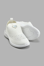 Load image into Gallery viewer, Redtag-White-Diamante-Slip-On-Trainer-Colour:White,-Filter:Girls-Footwear-(3-to-5-Yrs),-GIR-Trainers,-New-In,-New-In-GIR-FOO,-Non-Sale,-S22A,-Section:Kidswear-Girls-3 to 5 Years
