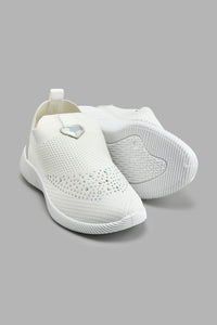 Redtag-White-Diamante-Slip-On-Trainer-Colour:White,-Filter:Girls-Footwear-(3-to-5-Yrs),-GIR-Trainers,-New-In,-New-In-GIR-FOO,-Non-Sale,-S22A,-Section:Kidswear-Girls-3 to 5 Years