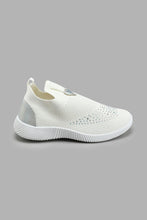 Load image into Gallery viewer, Redtag-White-Diamante-Slip-On-Trainer-Colour:White,-Filter:Girls-Footwear-(3-to-5-Yrs),-GIR-Trainers,-New-In,-New-In-GIR-FOO,-Non-Sale,-S22A,-Section:Kidswear-Girls-3 to 5 Years
