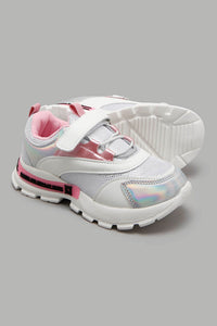 White And Pink Velcro Chunky Sneaker