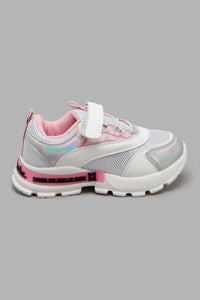 White And Pink Velcro Chunky Sneaker