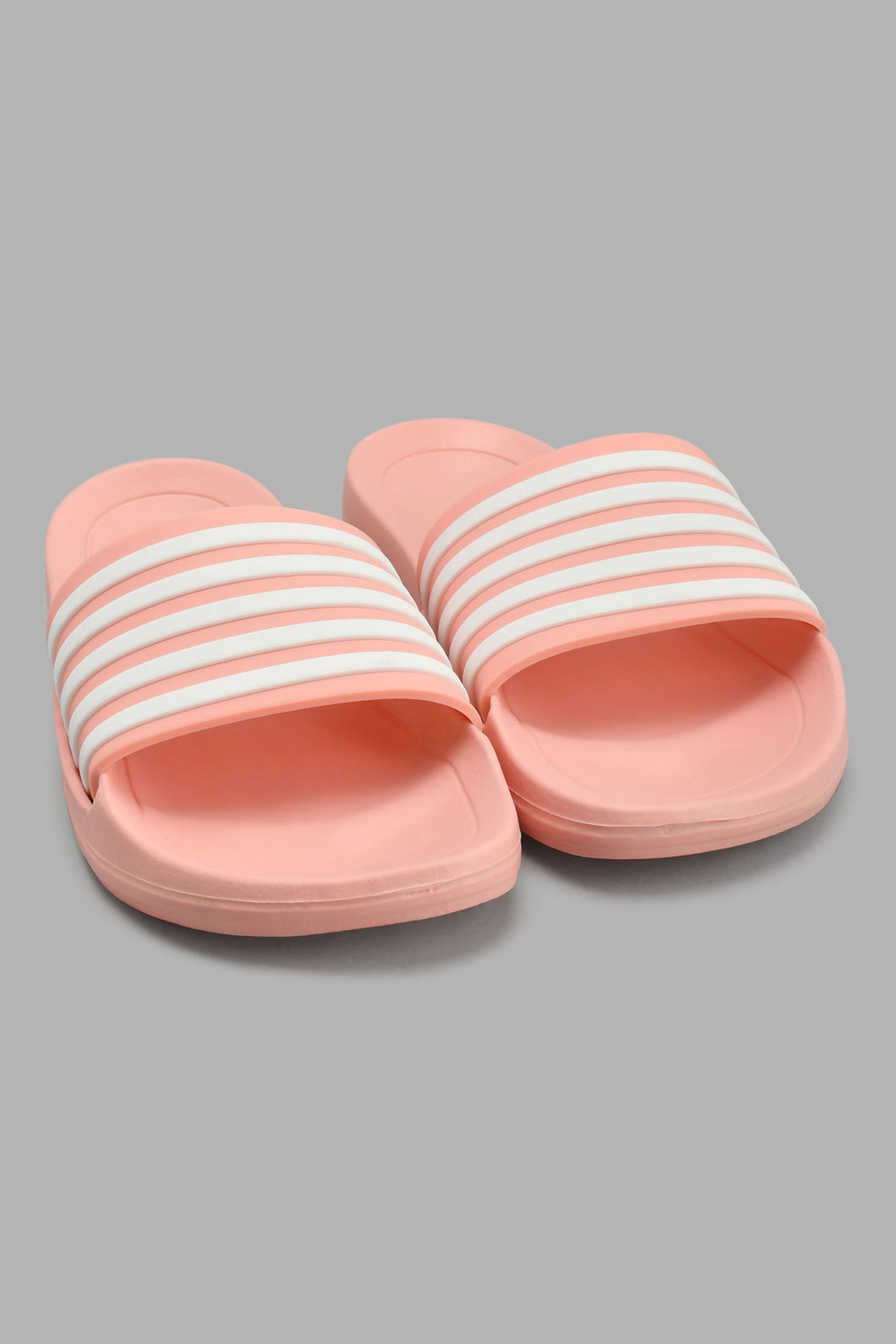 Redtag-Pink-Stripe-Slide-Sliders-Senior-Girls-5 to 14 Years