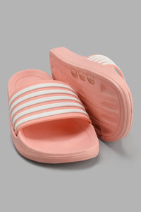 Redtag-Pink-Stripe-Slide-Sliders-Senior-Girls-5 to 14 Years