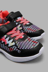 Redtag-Black-Colourful-Mesh-Trainer-Colour:Black,-Filter:Girls-Footwear-(3-to-5-Yrs),-GIR-Trainers,-New-In,-New-In-GIR-FOO,-Non-Sale,-S22A,-Section:Kidswear-Girls-3 to 5 Years