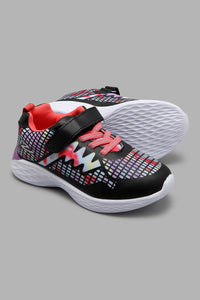 Redtag-Black-Colourful-Mesh-Trainer-Colour:Black,-Filter:Girls-Footwear-(3-to-5-Yrs),-GIR-Trainers,-New-In,-New-In-GIR-FOO,-Non-Sale,-S22A,-Section:Kidswear-Girls-3 to 5 Years