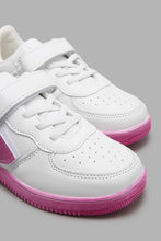 Load image into Gallery viewer, Redtag-White-Painting-Sole-Sneaker-Colour:White,-Filter:Girls-Footwear-(3-to-5-Yrs),-GIR-Trainers,-New-In,-New-In-GIR-FOO,-Non-Sale,-S22A,-Section:Kidswear-Girls-3 to 5 Years
