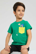 تنزيل الصورة على معرض الصور، Redtag-Green-Sonic-Pocket-T-Shirt-All-Over-Prints-Boys-2 to 8 Years
