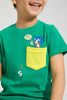 Redtag-Green-Sonic-Pocket-T-Shirt-All-Over-Prints-Boys-2 to 8 Years