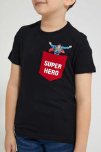 تنزيل الصورة على معرض الصور، Redtag-Black-Superman-Pocket-T-Shirt-All-Over-Prints-Boys-2 to 8 Years
