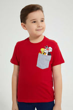 تنزيل الصورة على معرض الصور، Redtag-Red-Looney-Tunes-Pocket-T-Shirt-All-Over-Prints-Boys-2 to 8 Years
