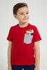 Redtag-Red-Looney-Tunes-Pocket-T-Shirt-All-Over-Prints-Boys-2 to 8 Years