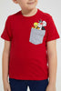 Redtag-Red-Looney-Tunes-Pocket-T-Shirt-All-Over-Prints-Boys-2 to 8 Years