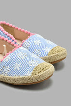 Load image into Gallery viewer, Redtag-Pale-Blue-Pom-Pom-Espadrilles-Ballerinas-Girls-3 to 5 Years
