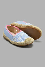 Load image into Gallery viewer, Redtag-Pale-Blue-Pom-Pom-Espadrilles-Ballerinas-Girls-3 to 5 Years
