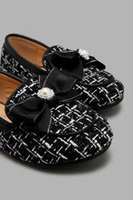 Load image into Gallery viewer, Redtag-Black-Bow-Trim-Loafer-Ballerinas-Girls-3 to 5 Years
