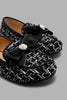 Redtag-Black-Bow-Trim-Loafer-Ballerinas-Girls-3 to 5 Years