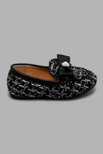 Load image into Gallery viewer, Redtag-Black-Bow-Trim-Loafer-Ballerinas-Girls-3 to 5 Years
