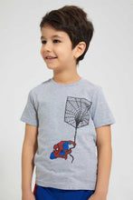 تنزيل الصورة على معرض الصور، Redtag-Grey-Spiderman-Pocket-T-Shirt-All-Over-Prints-Boys-2 to 8 Years
