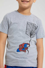 تنزيل الصورة على معرض الصور، Redtag-Grey-Spiderman-Pocket-T-Shirt-All-Over-Prints-Boys-2 to 8 Years
