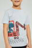 Redtag-Grey-Dino-Digger-Graphic-T-Shirt-Boys-T-Shirts,-Colour:Grey,-Filter:Boys-(2-to-8-Yrs),-New-In,-New-In-BOY,-Non-Sale,-S22B,-Section:Kidswear,-TBL-Boys-2 to 8 Years