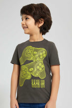 Load image into Gallery viewer, Redtag-Dark-Grey-Controller-Graphic-T-Shirt-Graphic-Prints-Boys-2 to 8 Years
