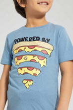 Load image into Gallery viewer, Redtag-Blue-Pizza-T-Shirt-Graphic-Prints-Boys-2 to 8 Years
