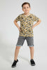 Redtag-Olive-Dinosaur-T-Shirt-All-Over-Prints-Boys-2 to 8 Years