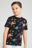 Redtag-Black-Splodge-T-Shirt-All-Over-Prints-Boys-2 to 8 Years