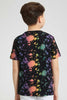 Redtag-Black-Splodge-T-Shirt-All-Over-Prints-Boys-2 to 8 Years