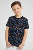 Redtag-Black-Colour-Splash-T-Shirt-All-Over-Prints-Boys-2 to 8 Years