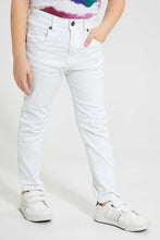 Load image into Gallery viewer, White Twill Stretched Jean
