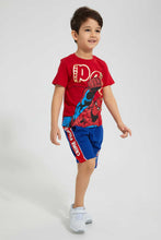 تنزيل الصورة على معرض الصور، Redtag-Red-Spiderman-Pow-Print-T-Shirt-All-Over-Prints-Boys-2 to 8 Years
