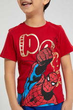 تنزيل الصورة على معرض الصور، Redtag-Red-Spiderman-Pow-Print-T-Shirt-All-Over-Prints-Boys-2 to 8 Years
