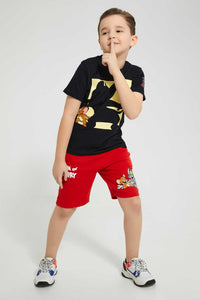 Redtag-Black-Jerry-Print-T-Shirt-All-Over-Prints-Boys-2 to 8 Years