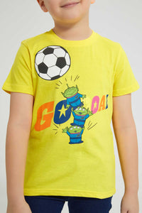 Redtag-Yellow-Toy-Story-T-Shirt-All-Over-Prints-Boys-2 to 8 Years