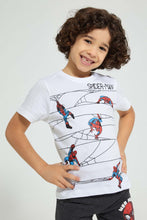 تنزيل الصورة على معرض الصور، Redtag-White-Spiderman-T-Shirt-Character-Boys-2 to 8 Years
