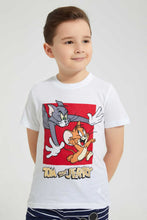 تنزيل الصورة على معرض الصور، Redtag-White-Tom-And-Jerry-T-Shirt-All-Over-Prints-Boys-2 to 8 Years
