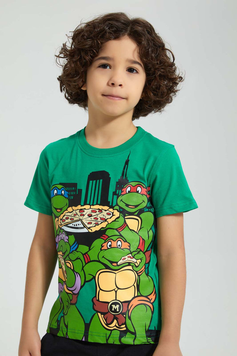 Redtag-Green-Turtles-T-Shirt-Character-Boys-2 to 8 Years