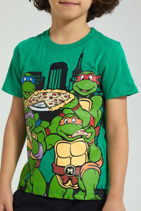 Redtag-Green-Turtles-T-Shirt-Character-Boys-2 to 8 Years