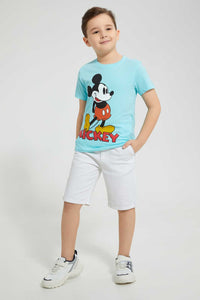 Redtag-Blue-Mickey-T-Shirt-All-Over-Prints-Boys-2 to 8 Years