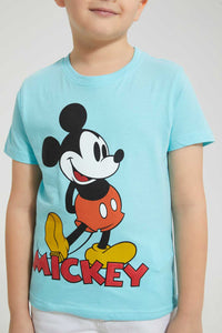 Redtag-Blue-Mickey-T-Shirt-All-Over-Prints-Boys-2 to 8 Years