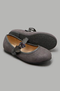 Redtag-Mid-Grey-Heart-Trim-Ballerina-Ballerinas-Girls-3 to 5 Years