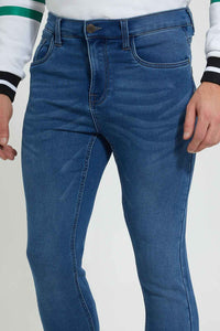 Redtag-Mid-Wash-5-Pocket-Knit-Denim-Jean-Jeans-Slim-Fit-Men's-