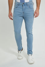 Load image into Gallery viewer, Redtag-Light-Wash-5-Pocket-Knit-Denim-Jean-Jeans-Slim-Fit-Men&#39;s-
