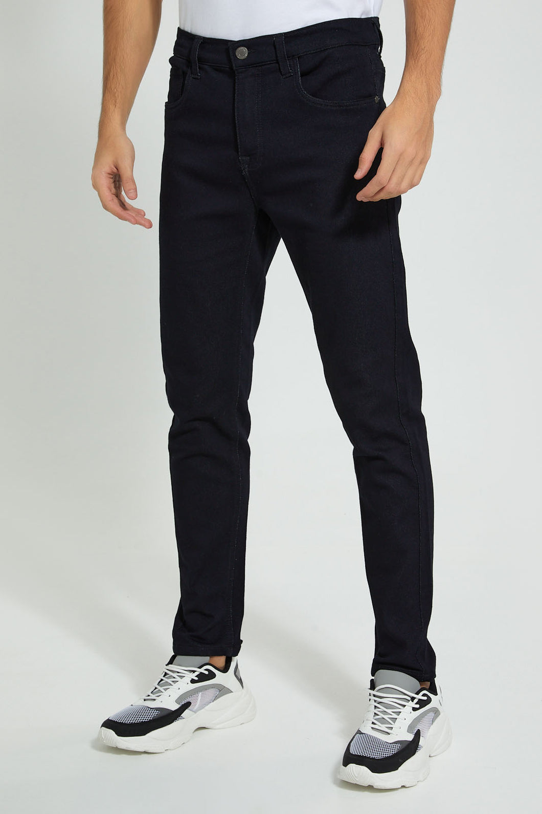 Redtag-Black-5-Pocket-Knit-Denim-Jean-Jeans-Slim-Fit-Men's-