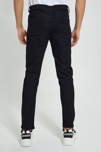 Redtag-Black-5-Pocket-Knit-Denim-Jean-Jeans-Slim-Fit-Men's-