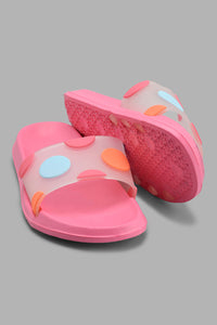 Redtag-Fuchsia-Pokla-Dot-Slide-Sliders-Senior-Girls-5 to 14 Years