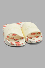 Load image into Gallery viewer, Redtag-White-Floral-Print-Slide-Sliders-Senior-Girls-5 to 14 Years
