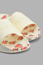 Load image into Gallery viewer, Redtag-White-Floral-Print-Slide-Sliders-Senior-Girls-5 to 14 Years
