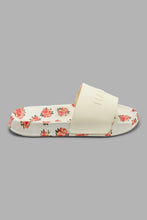 Load image into Gallery viewer, Redtag-White-Floral-Print-Slide-Sliders-Senior-Girls-5 to 14 Years
